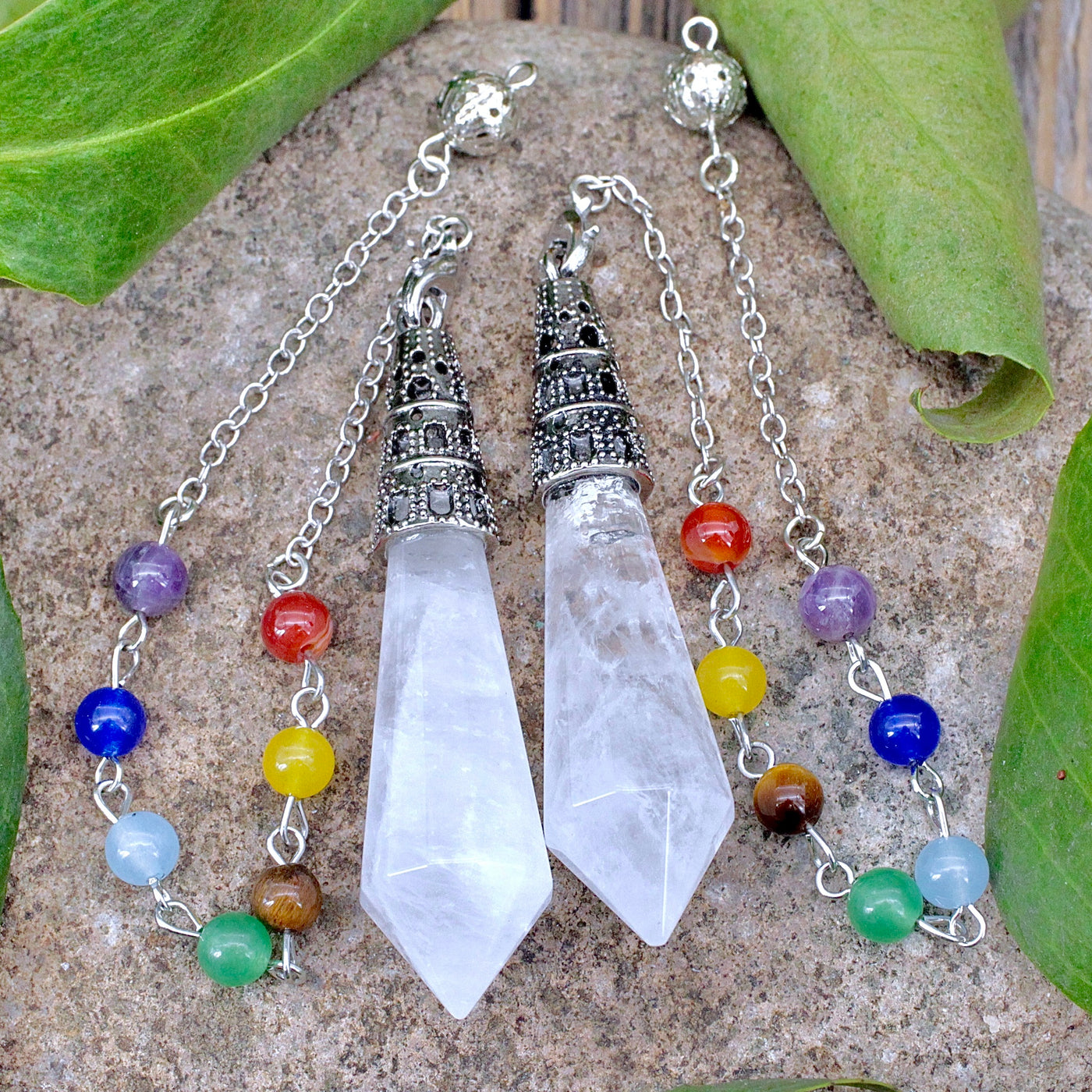 Quartz Point Pendulum with Chakra Bead Chain