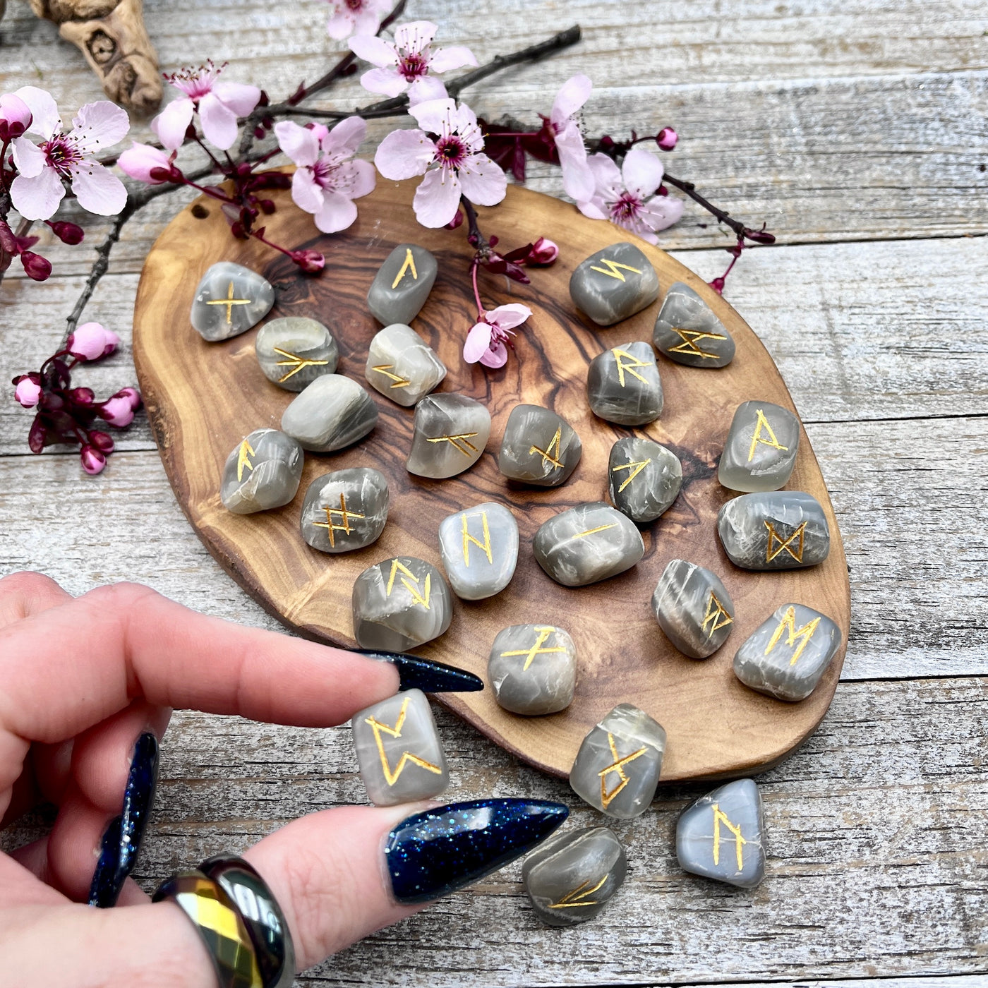 Black Moonstone Rune Stones