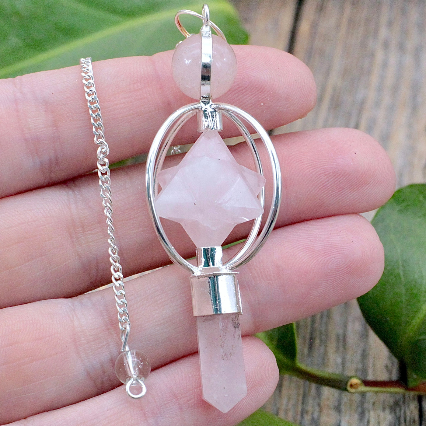 Rose Quartz Spinning Merkaba Pendulum