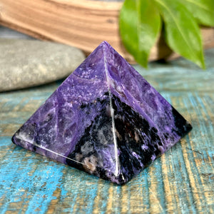 Charoite pyramid