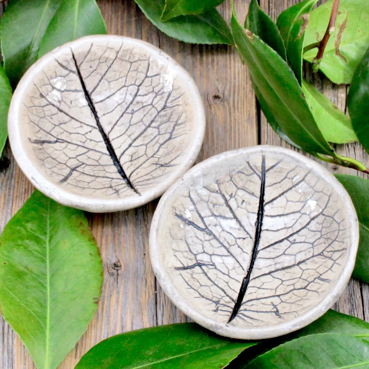 Ceramic Round Bowl With Leaf