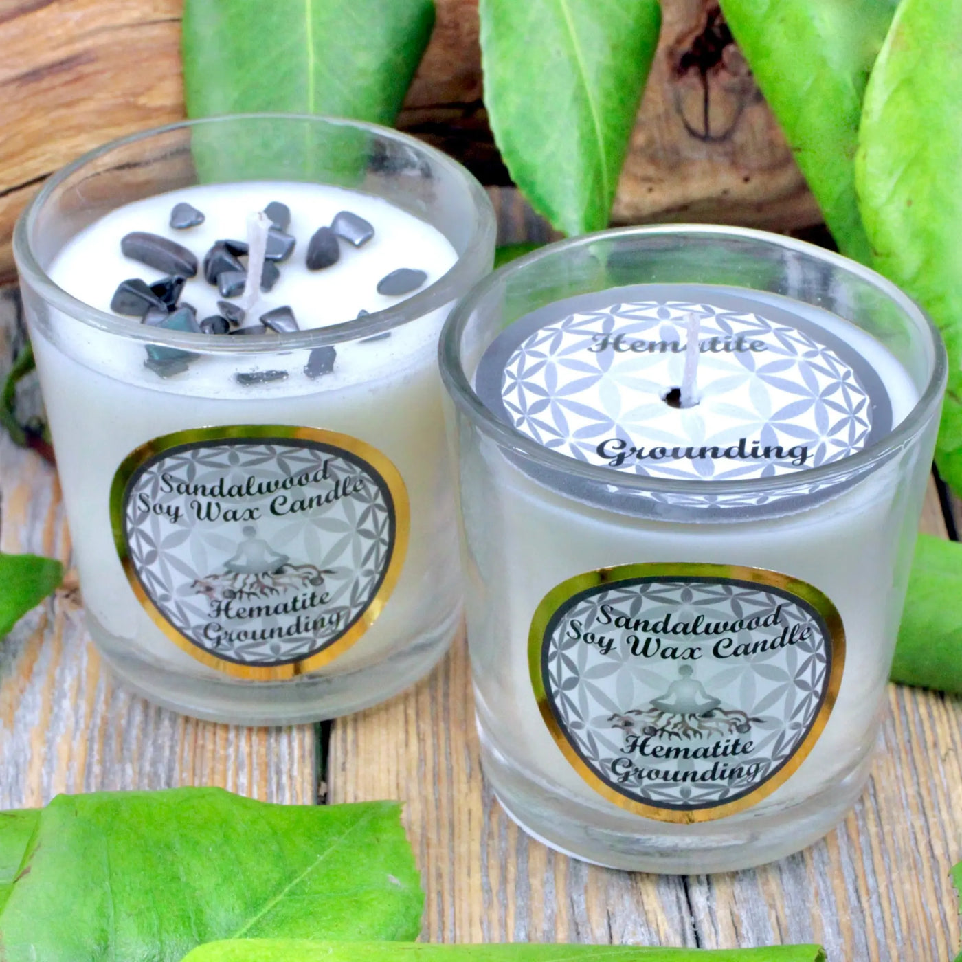 Grounding Soy Candle - Sandalwood with Hematite