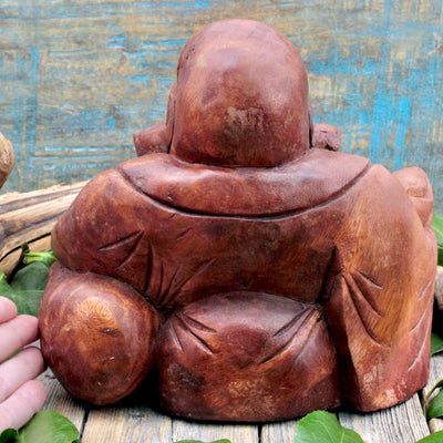 Wood Laughing Buddha Statue