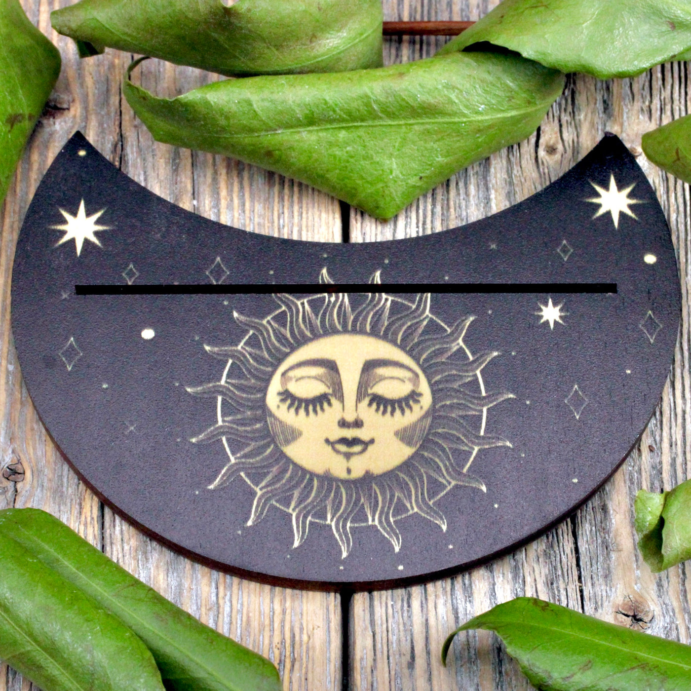 Crescent Wood Tarot Card Holder