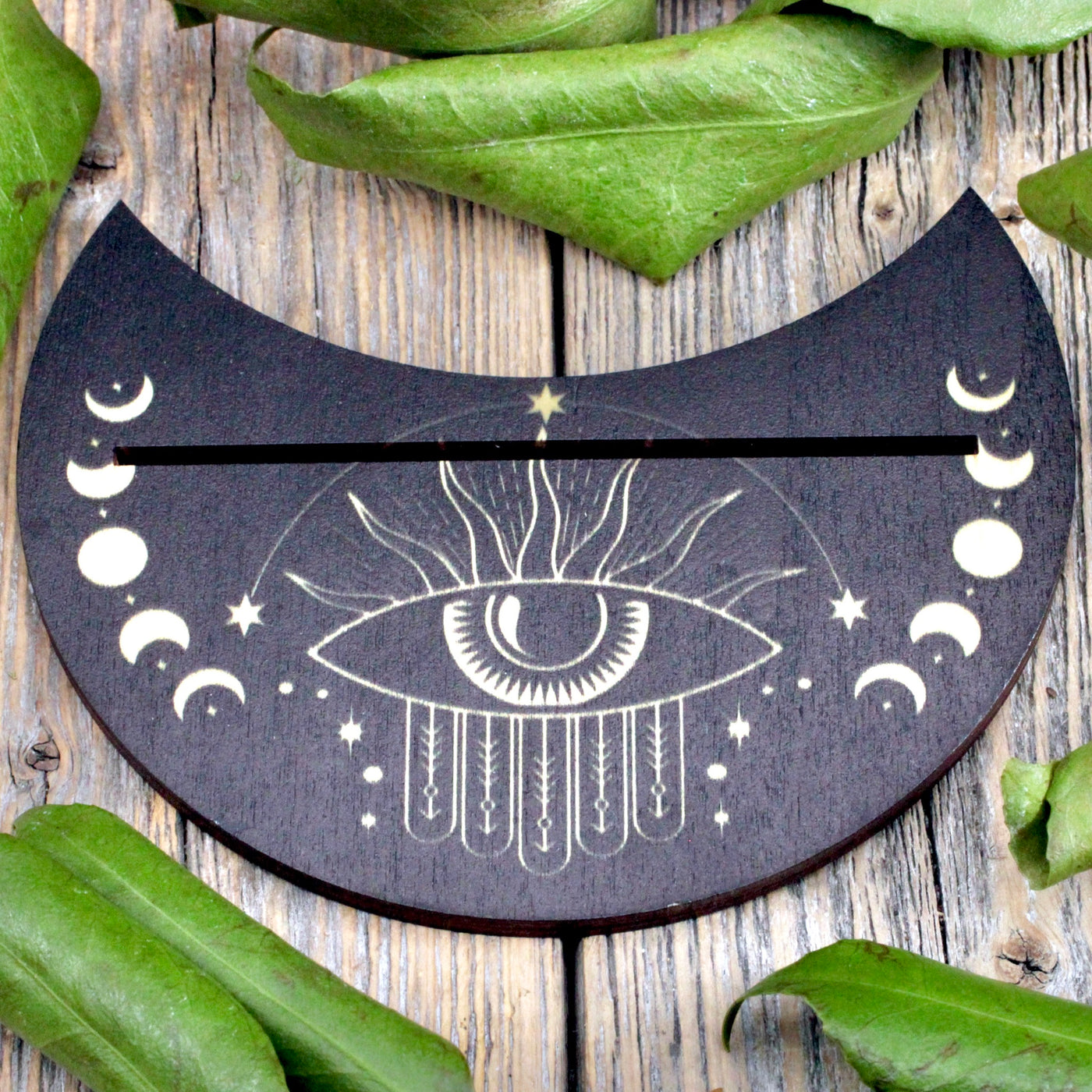 Crescent Wood Tarot Card Holder