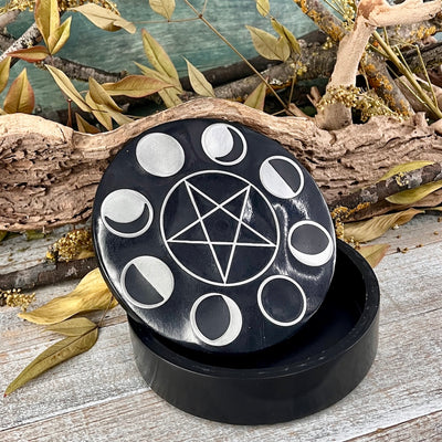 Soapstone Moon Phase Pentacle Box