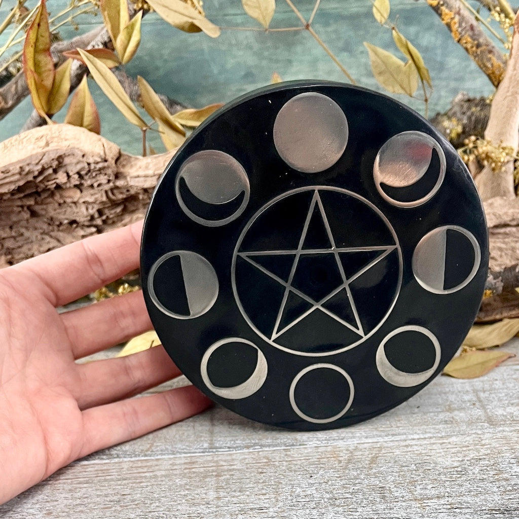 Soapstone Moon Phase Pentacle Box