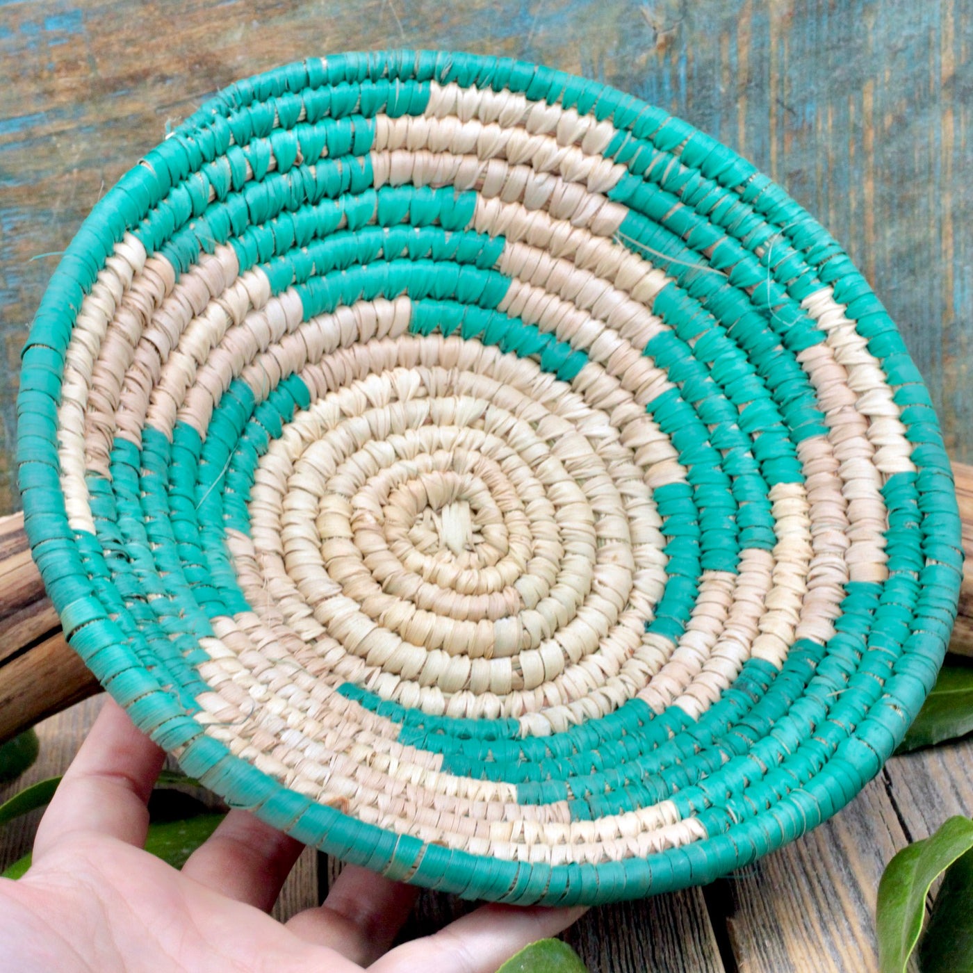 Teal Hand Woven Basket