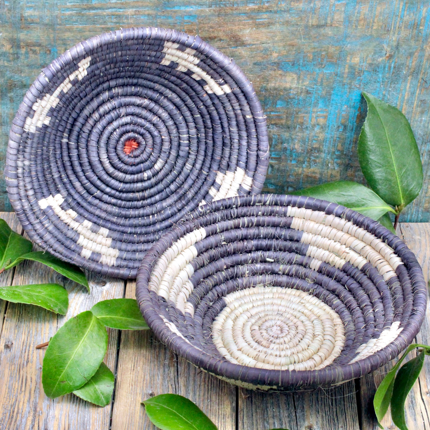 Blue Hand Woven Basket