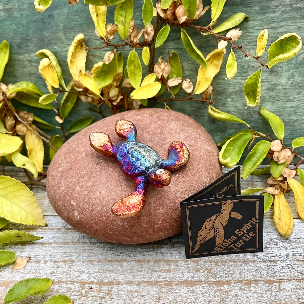 Raku Aloha Spirit Turtle Figurine