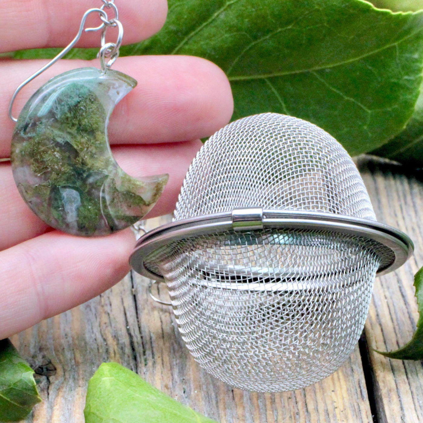 Moss Agate Moon Tea Steeper