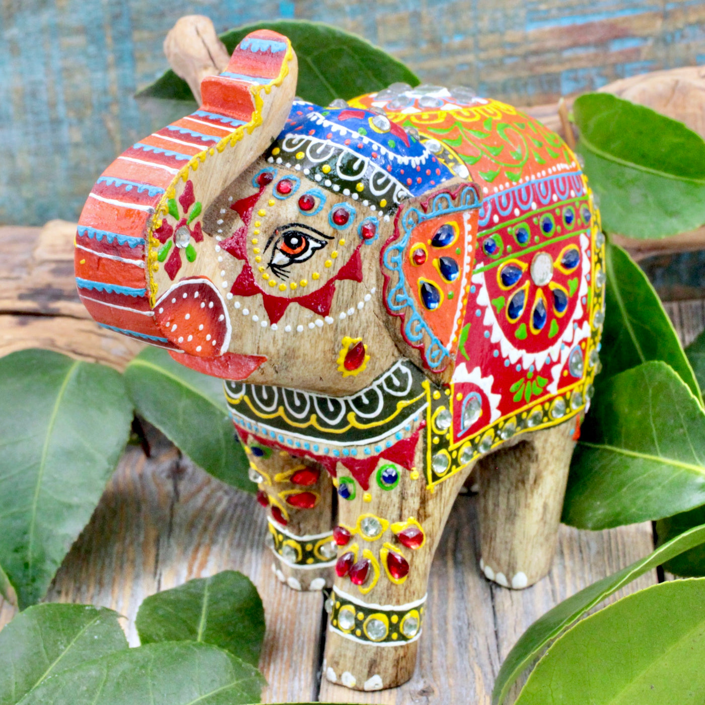 Hand Painted Wood Elephant