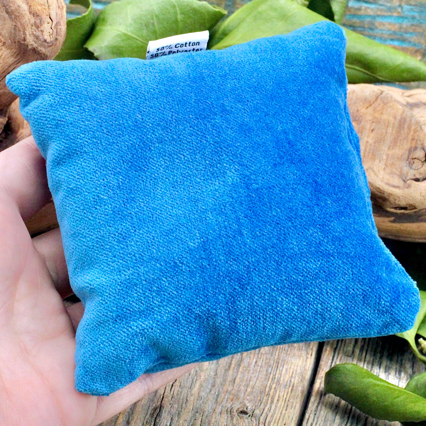 Square Blue Velvet Pillow