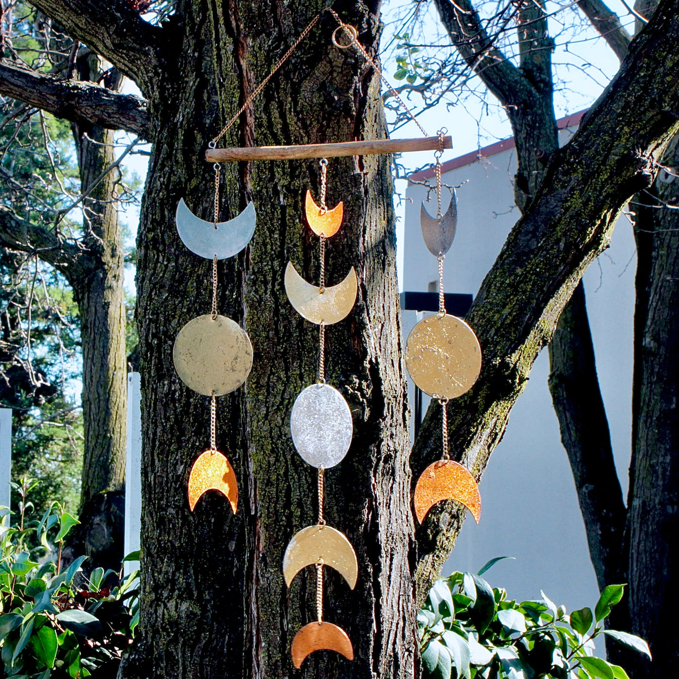 Tri-Color Metal Moons Wall Hanging