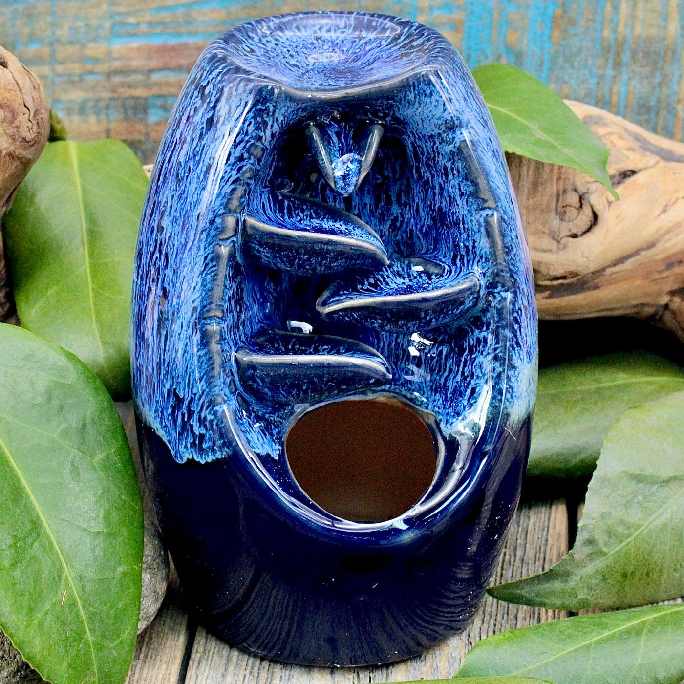 Blue Ceramic Backflow Incense Holder