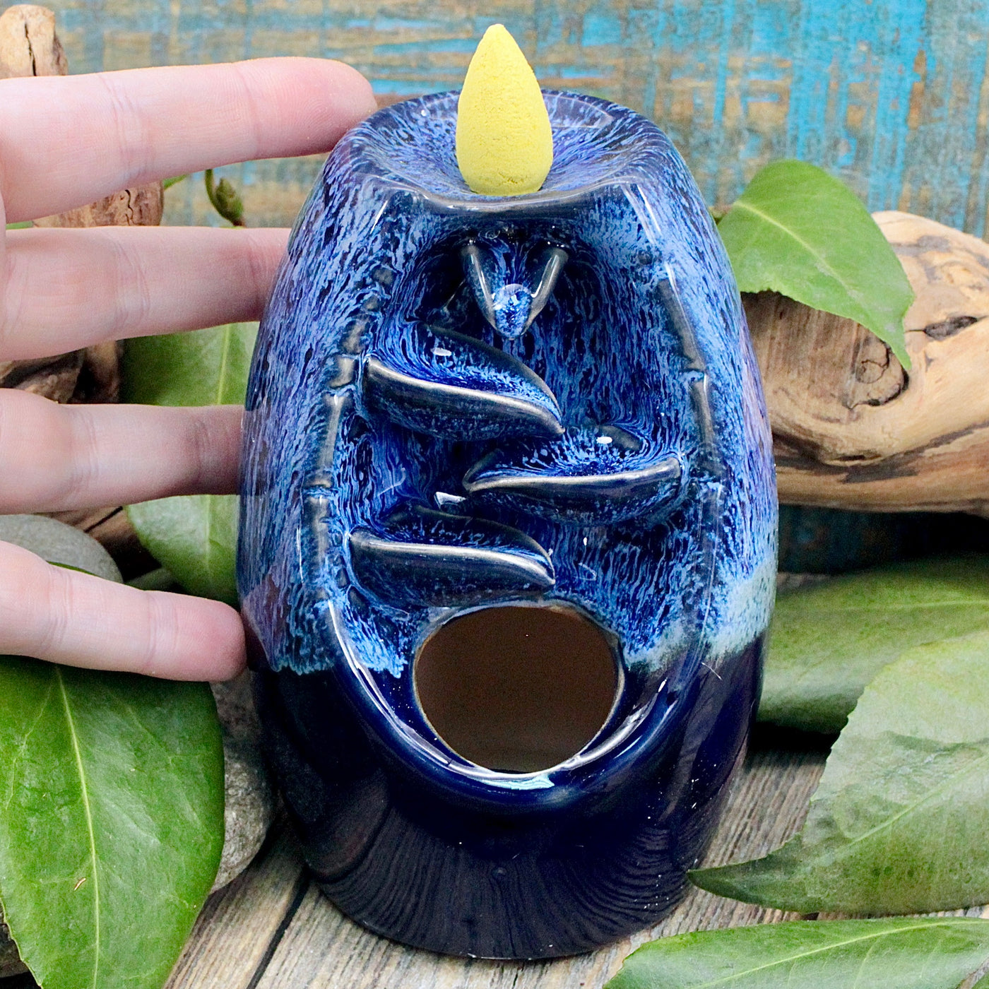 Blue Ceramic Backflow Incense Holder