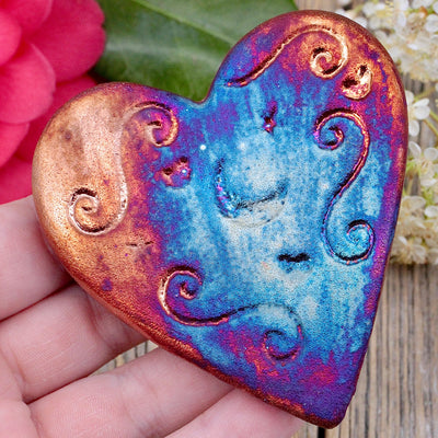 Raku Pottery Blessed Heart - Moon