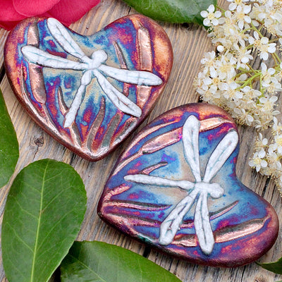 Raku Pottery Blessed Heart - Dragonfly