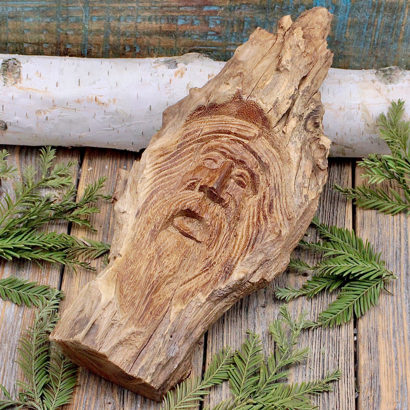 Driftwood Carved Face Wall Hanging