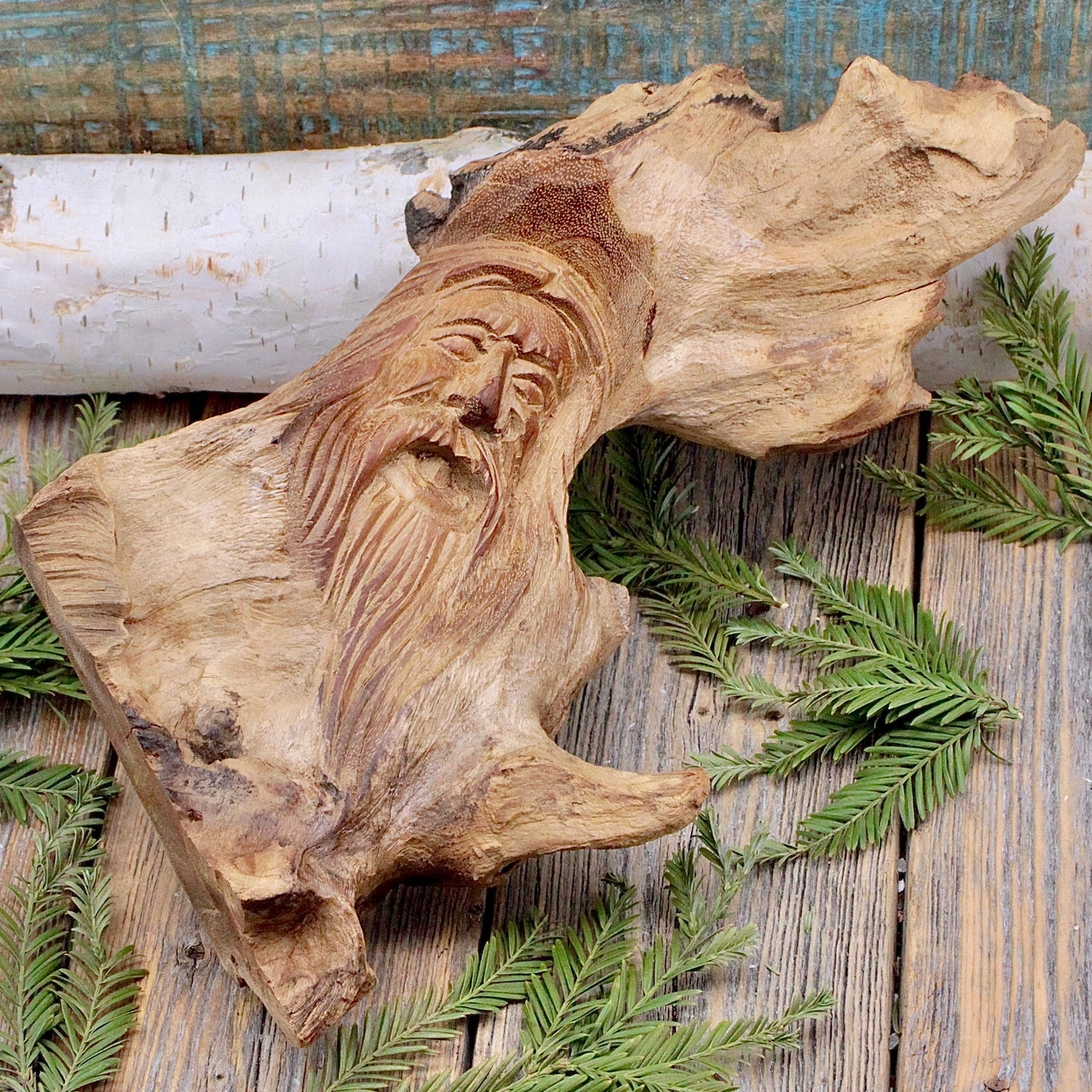 Driftwood Carved Face Wall Hanging