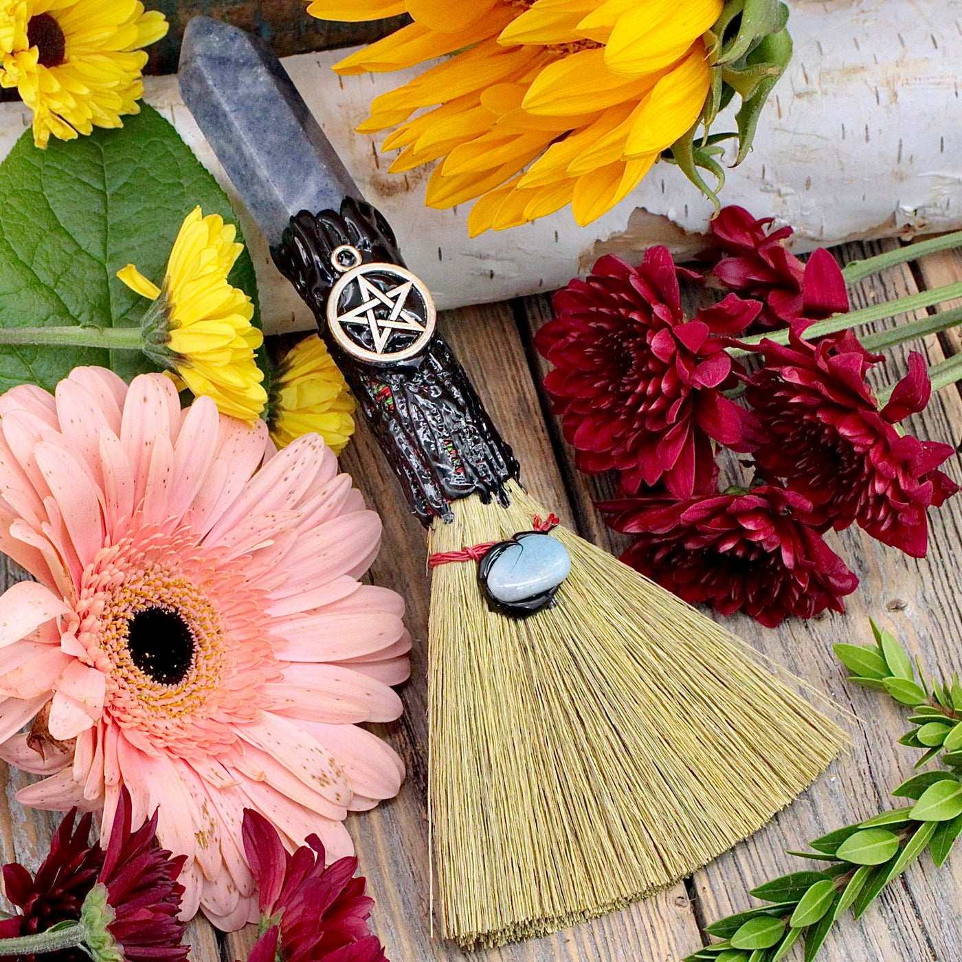 Blue Aventurine Pentacle Mini Broom