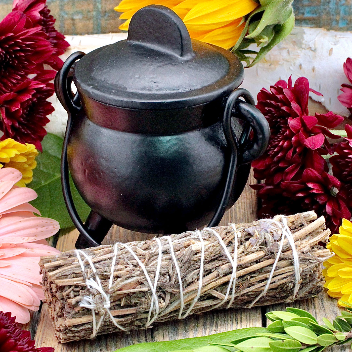 Cast Iron Cauldron and Lavender Smoke Cleanse Bundle