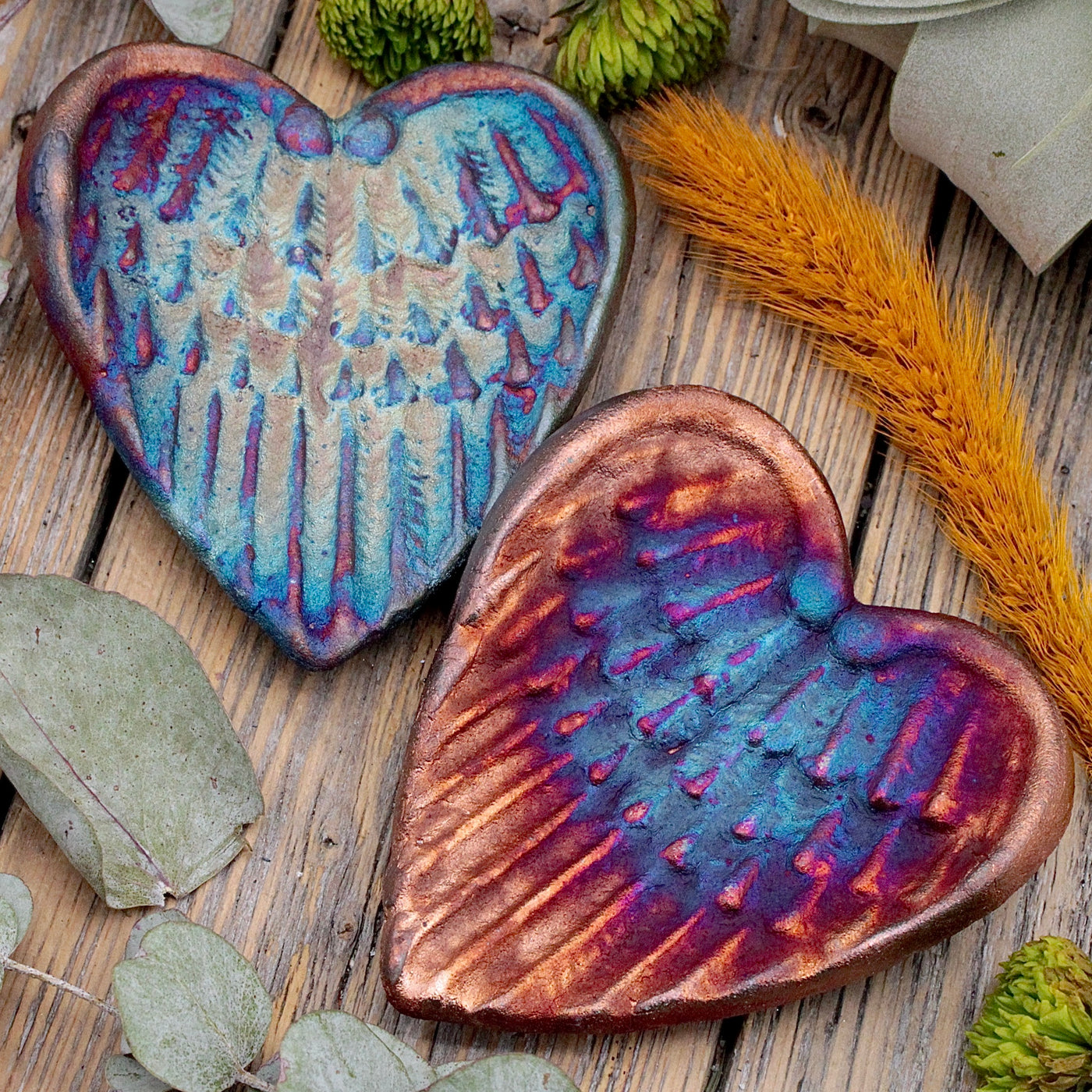 Raku Pottery Blessed Heart - Wings