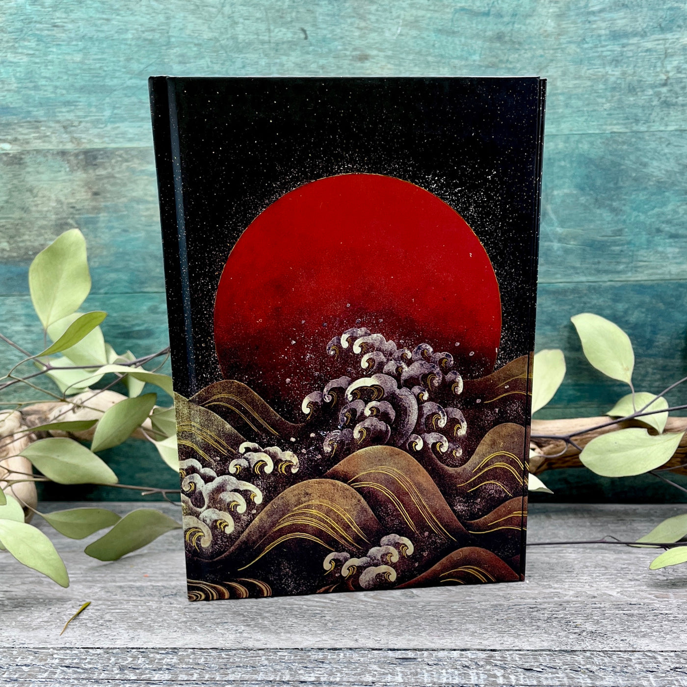 Red Moon & Waves Lined Journal