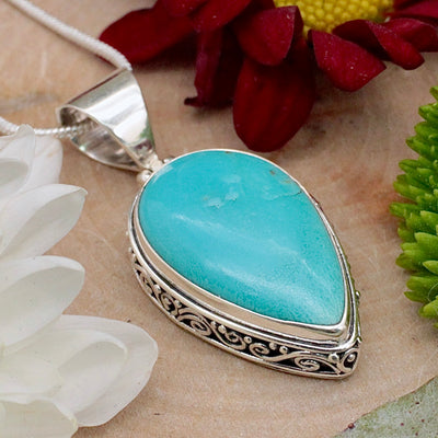 Kingman Turquoise Pendant - Sterling Silver