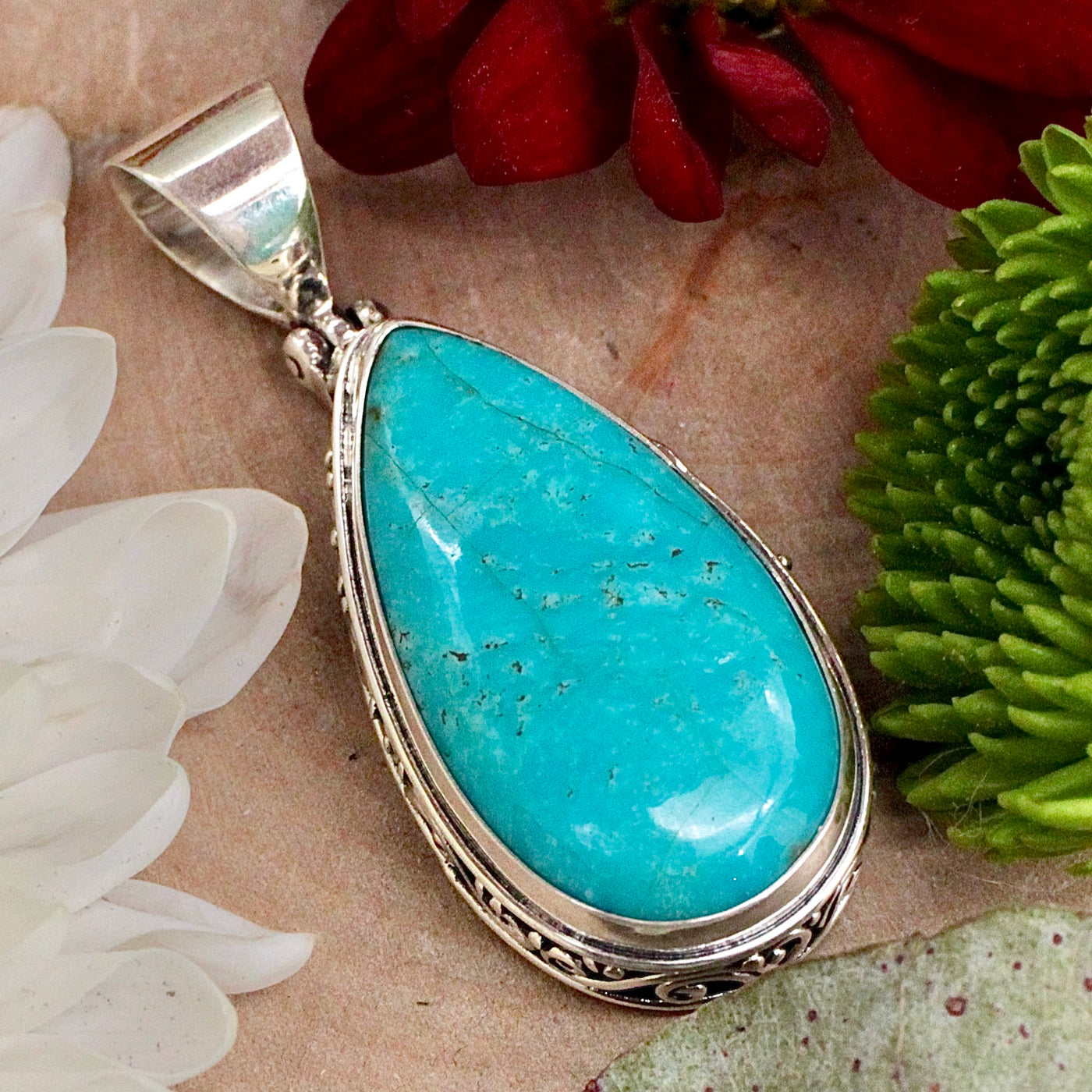 Kingman Turquoise Pendant - Sterling Silver