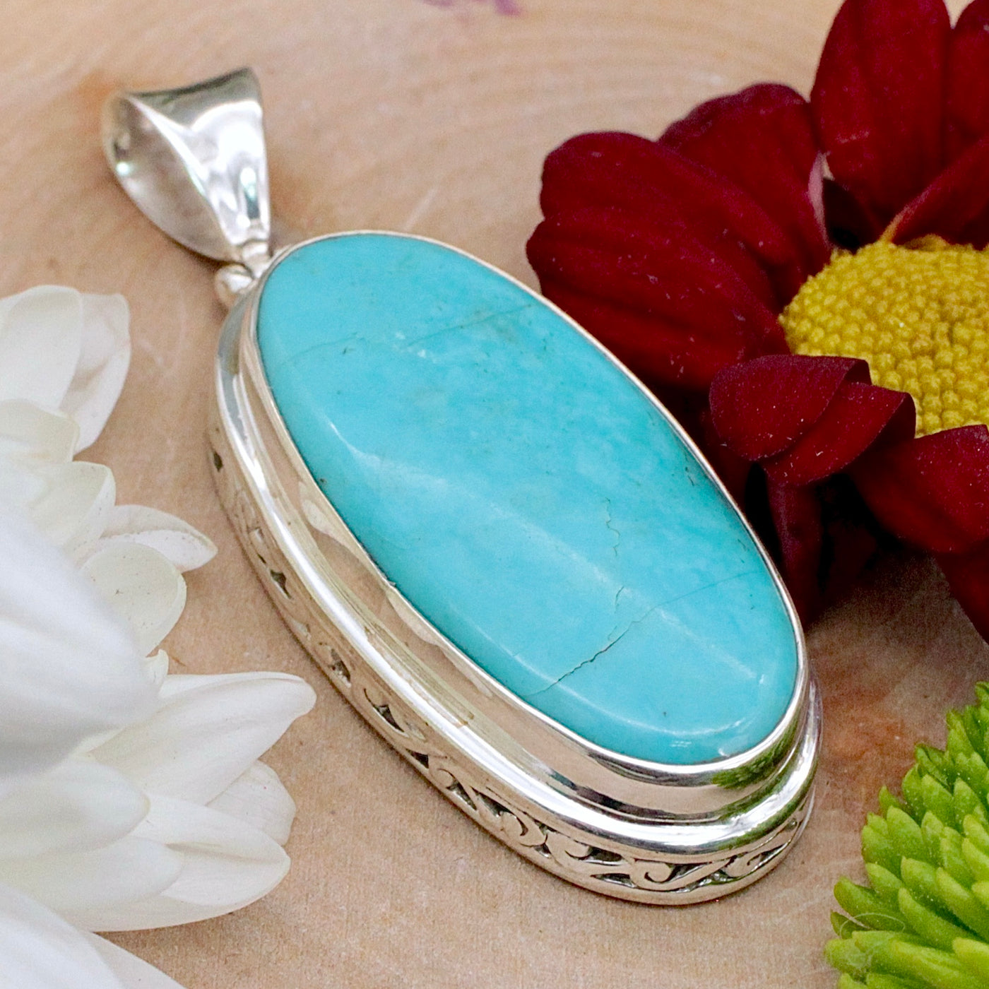 Kingman Turquoise Pendant - Sterling Silver