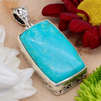 Kingman Turquoise Pendant - Sterling Silver