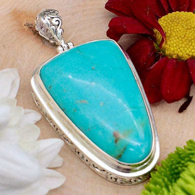 Kingman Turquoise Pendant - Sterling Silver