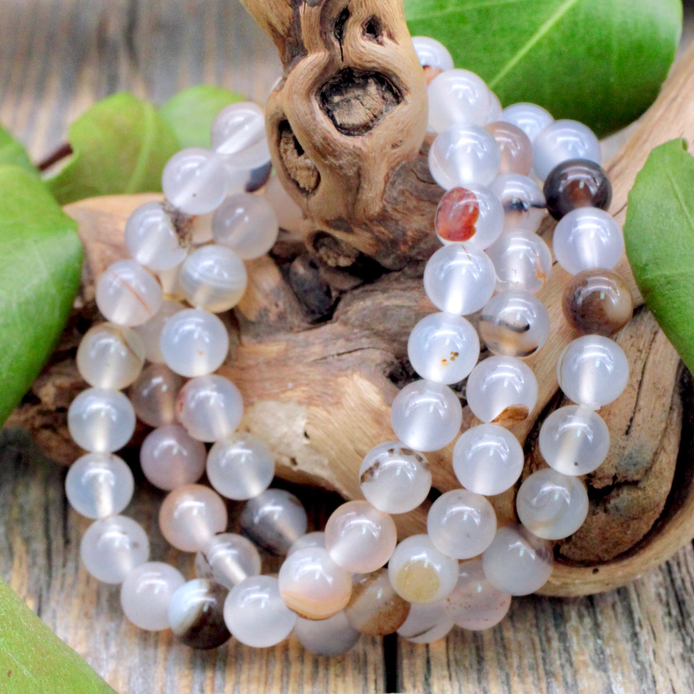 Black and White Agate Bracelet - 8mm