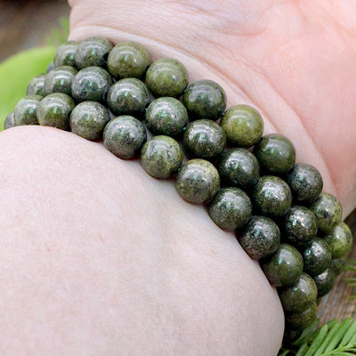 Epidote with Pyrite Bracelet - 8mm