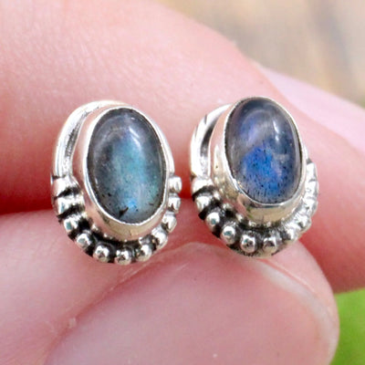 Labradorite Stud Earrings - Silverwork - Sterling Silver