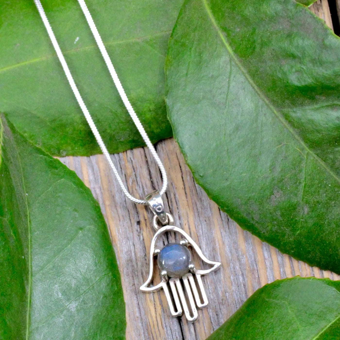 Labradorite Hamsa Pendant - Sterling Silver