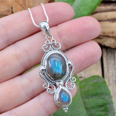 Labradorite Pendant with Silverwork- Sterling Silver