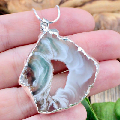 Druzy Agate Crystal Cave Pendant