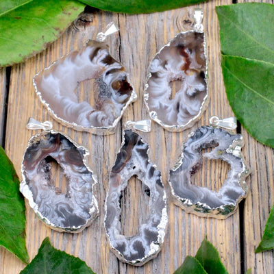 Druzy Agate Crystal Cave Pendant