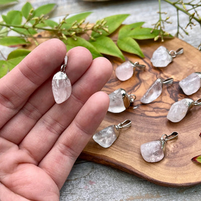 Dainty Rose Quartz Nugget Pendant