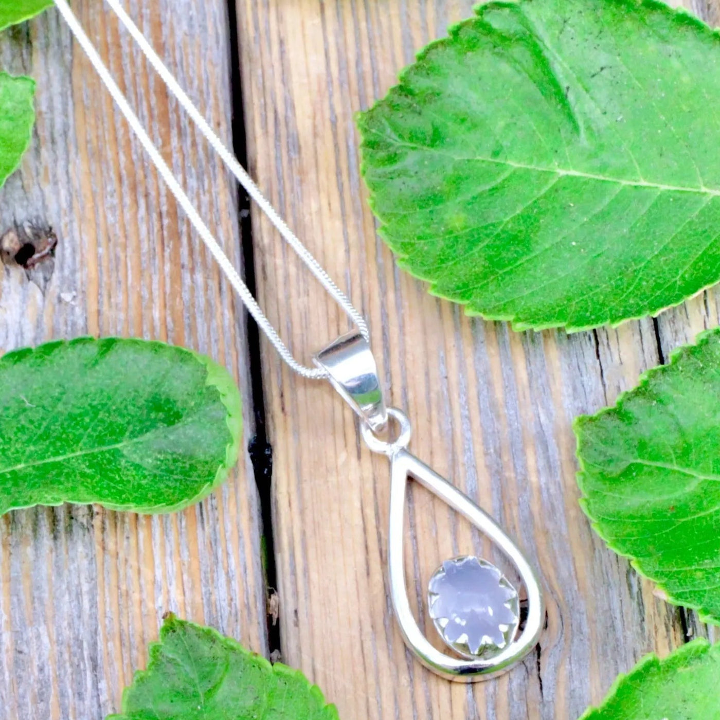 Blue Chalcedony Teardrop Pendant