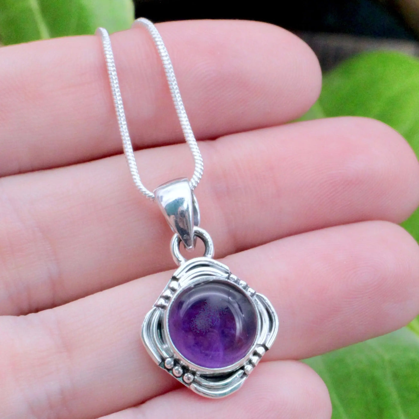 Amethyst Diamond-Shaped Pendant - Sterling Silver