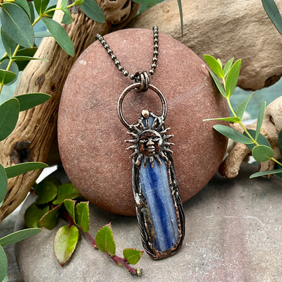 Kyanite Sun Necklace - Bronze