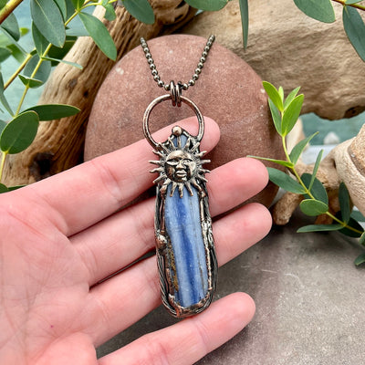 Kyanite Sun Necklace - Bronze