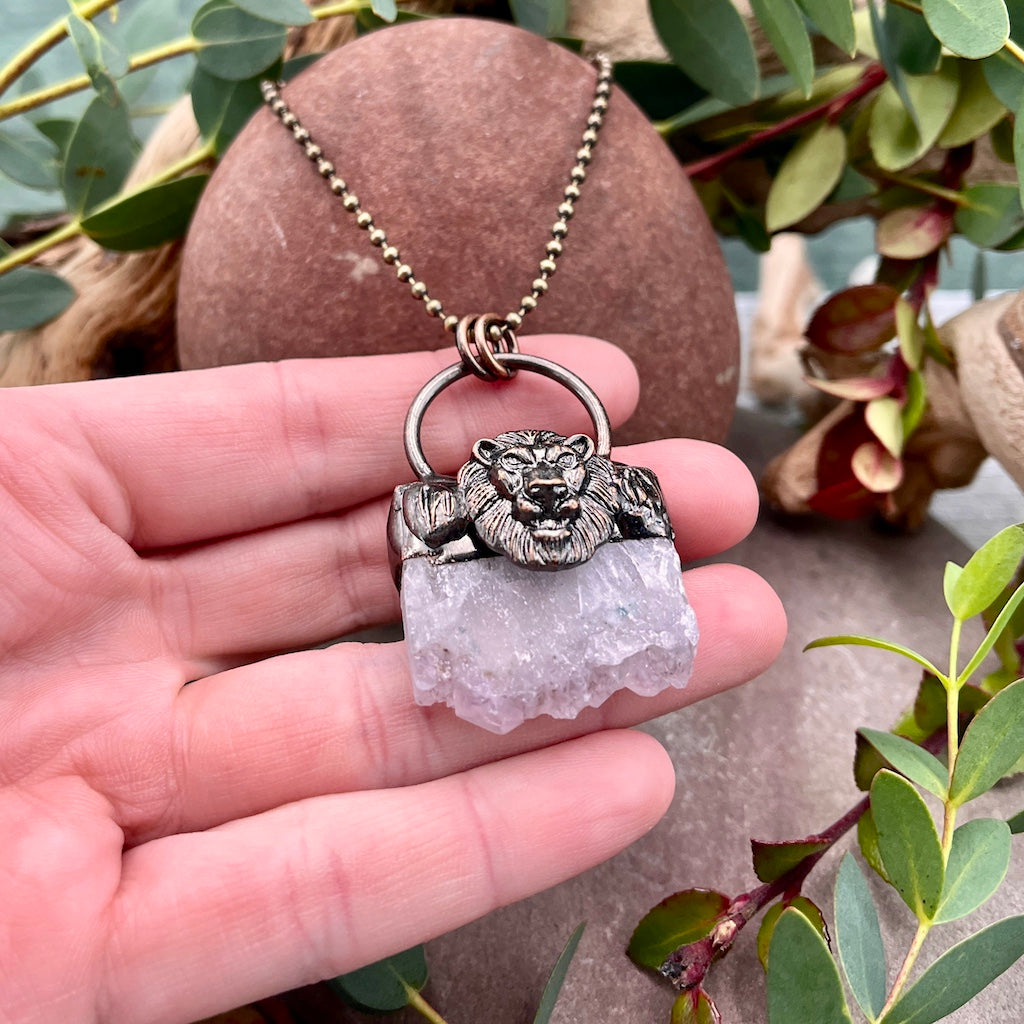 Raw Edge Amethyst Lion Necklace