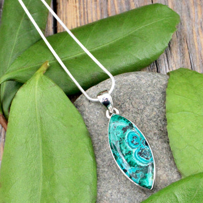 Malachite and Chrysocolla Pendant - Sterling Silver