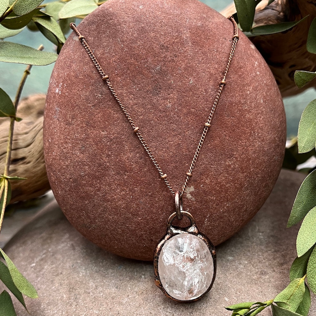 Small Quartz Bauble Necklace - Bronze