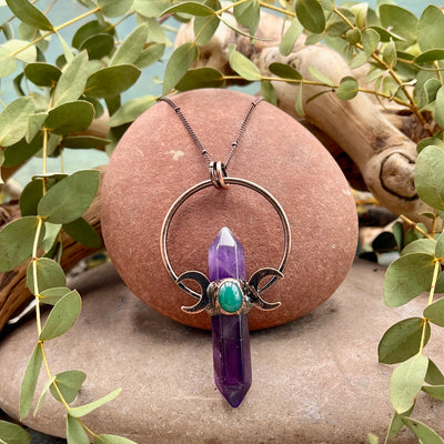 Amethyst Goddess Symbol Necklace - Bronze