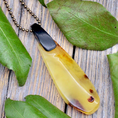 Amber Pendant with Wood Bail